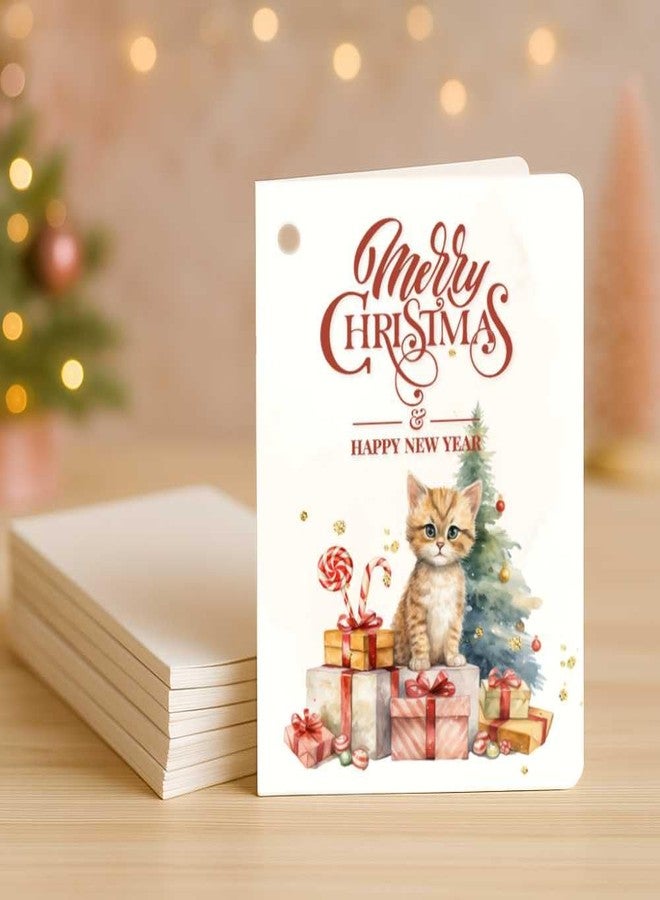 Chic a Choc بطاقات تهنئة بعيد الميلاد المجيد ورأس السنة الجديدة، بطاقات هدايا. بطاقات صغيرة بتصميم ألوان مائية. عبوة من 25 بطاقة. مزودة بخيط من الجوت. تُستخدم لتعليقها على علب الهدايا أو علب الكيك. - Image 5